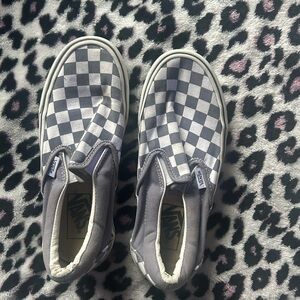 Vans Kids Checkered Slip-On Sneakers - Gray and White